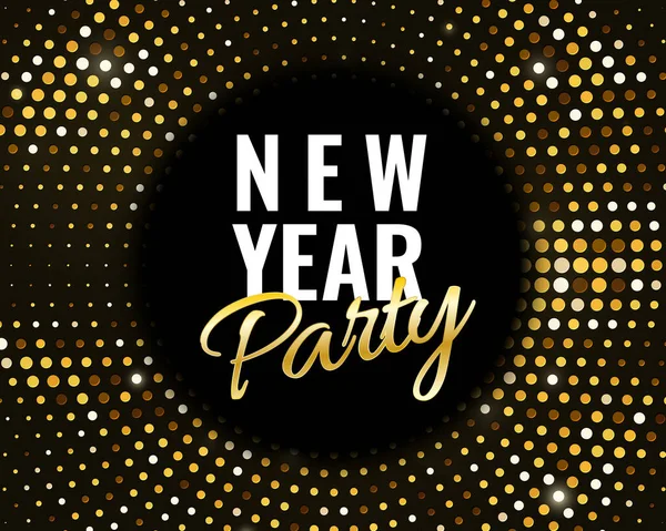 Neujahrs Party Banner 2019 Saisonale Urlaubsvektoreinladungsvorlage Mit Goldglitzerndem Retro Halbton — Stockvektor