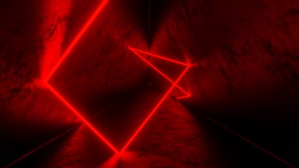 Animación Bucle Sin Costura Abstracta Rayo Láser Rojo Tubos Luz — Vídeos de Stock