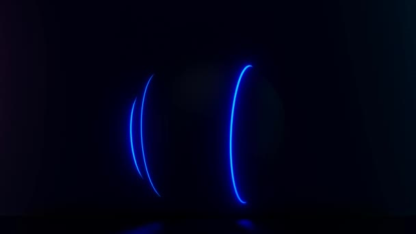 회전하는 네온사인의 애니메이션 라이트 레이저 디스코 에너지 자외선의 추상적 렌더링 — 비디오