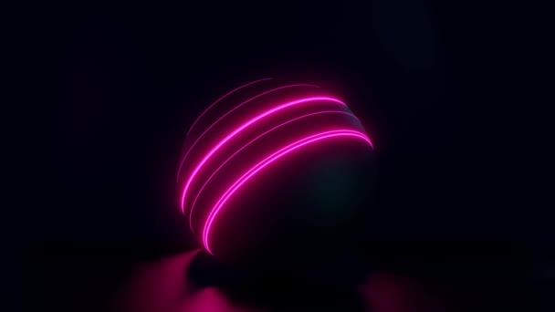 Looping Animation Glühender Neonfarben Lichtkugel Lasershow Discokugel Energiekugel Abstrakter Hintergrund — Stockvideo