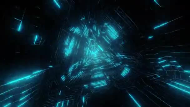 Abstrakte Tech Struktur Neonblauer Science Fiction Tunnel Futuristische Loop Motion — Stockvideo