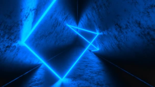 Abstrakt Sömlös Loopas Animation Blå Neonstråle Glödande Ljusrör Laserlinjer Som — Stockvideo