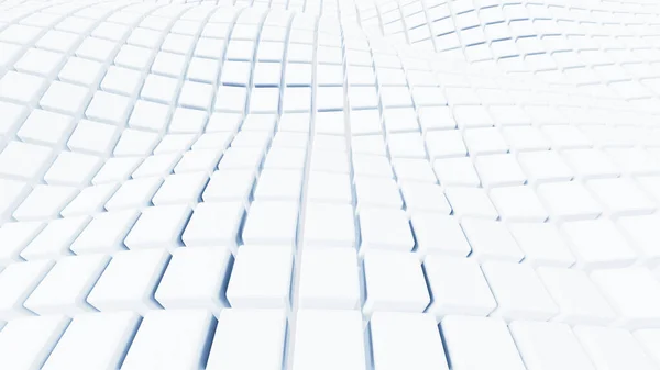 Abstract White Cubic Waving Surface Futuristic Background Minimalistic Waves Pattern — Stockfoto