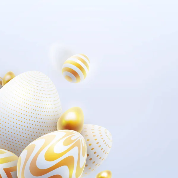 Boyutlu Paskalya Yumurtalarının Soyut Kompozisyonu Ile Mutlu Paskalyalar Sancak Şablonu — Stok Vektör