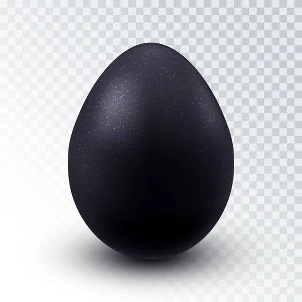 Vector Realistic Textured Black Chicken Egg Shadow Isolated Transparent Background — Stok Vektör