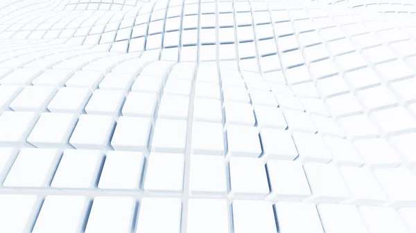 Abstract White Cubic Waving Surface Futuristic Background Minimalistic Waves Pattern — Stockfoto