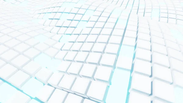 Abstract White Cubic Waving Surface Futuristic Background Minimalistic Waves Pattern — 图库照片