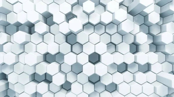 Abstract White Hexagonal Waving Surface Sci Background Minimalistic Architectural Backdrop — Stockfoto