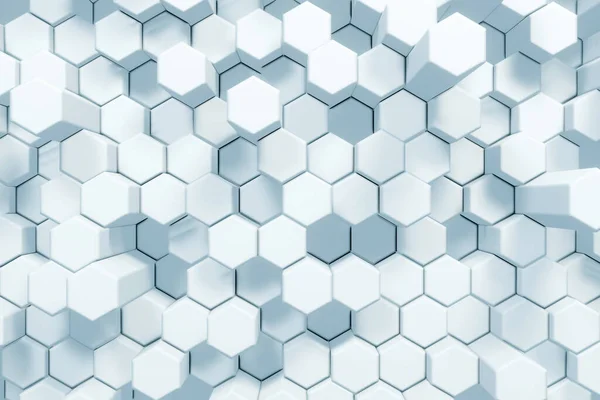 Abstract White Hexagonal Waving Surface Sci Background Minimalistic Architectural Backdrop — стоковое фото