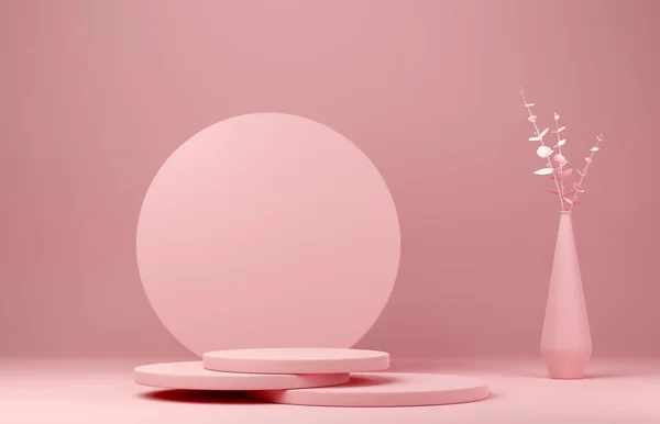 Forma Geométrica Abstrata Cena Minimalista Cor Rosa Com Pódio Vaso — Fotografia de Stock