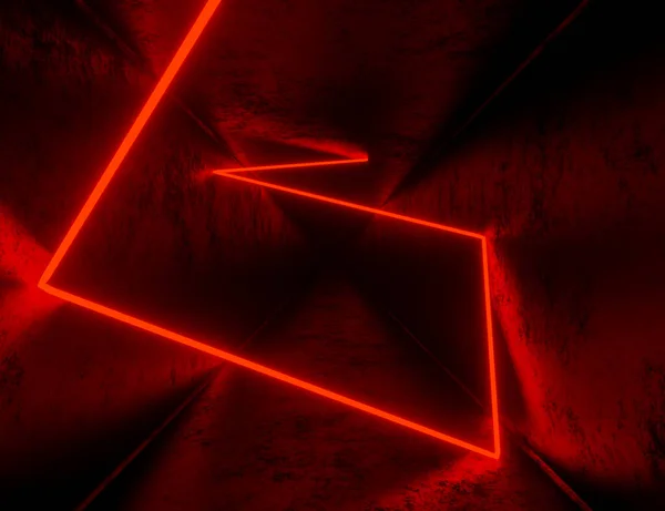 Renderização Fundo Abstrato Túnel Com Raio Néon Vermelho Mostra Laser — Fotografia de Stock