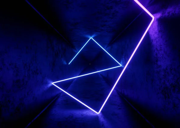 Renderização Fundo Abstrato Túnel Com Raio Néon Azul Mostra Laser — Fotografia de Stock