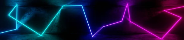 Render Abstrakter Panorama Hintergrund Mit Irisierenden Neonlichtern Lasershow Oder Equalizer — Stockfoto