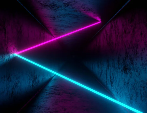 Renderização Fundo Túnel Abstrato Com Raio Néon Iridescente Show Laser — Fotografia de Stock