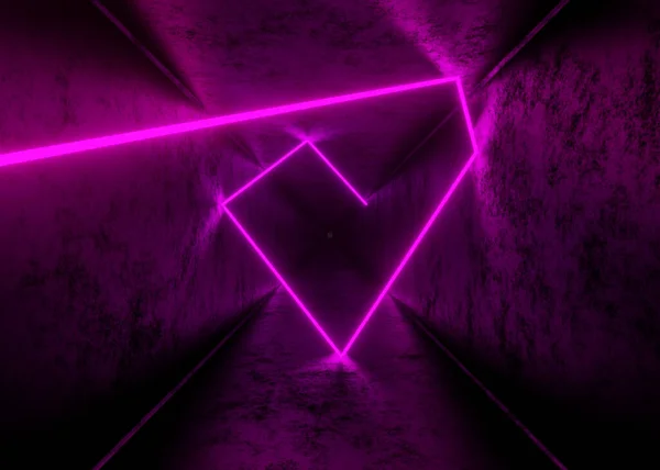 Render Abstracte Tunnelachtergrond Met Roze Neonstraal Laser Equalizerlichtkaart Ultraviolet Spectrum — Stockfoto