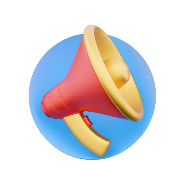 Rendre 3d or mégaphone isolé sur fond blanc. Rendre Golden Bullhorn portable. Illustration 3D. — Photo