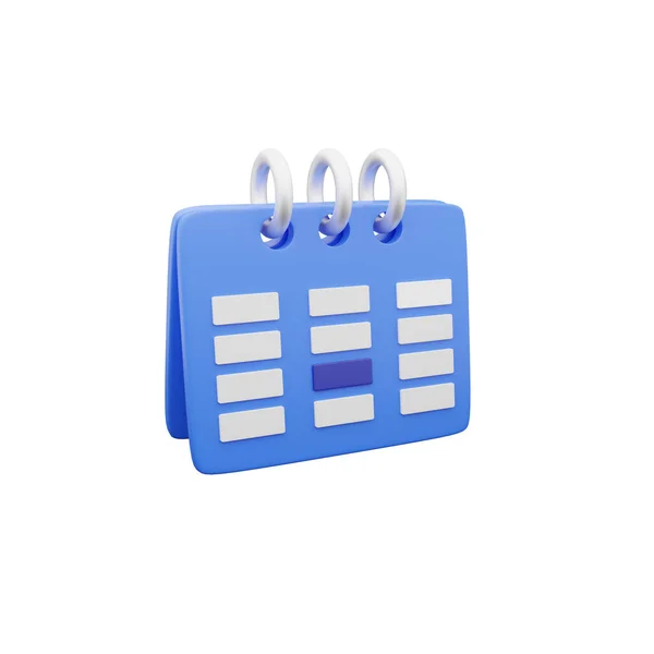 3D-Rendering-Kalendersymbol auf weißem Hintergrund. 3D-Rendering-Symbol Kalender Zeit Cartoon-Stil-Symbol auf weiß — Stockfoto