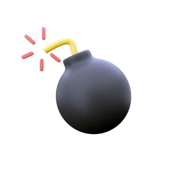 3Dレンダリングブラックヴィンテージ爆弾。白い背景に隔離された3Dレンダリング爆弾アイコン. — ストック写真