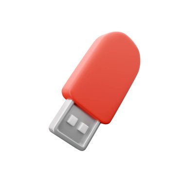 Beyaz arkaplanda 3D resimlendirme usb çizgi film simgesi. 3d render USB simgesi.