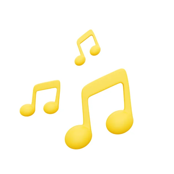 3D ілюстрація жовтого музичного нотатки ізольовано на білому тлі. 3D іконка відтворення музики на білому — стокове фото