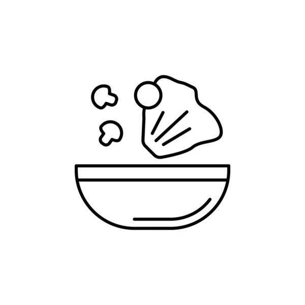 Receta de plato de comida, concepto de nutrición, ingredientes de ensalada, vector mono línea icono — Vector de stock