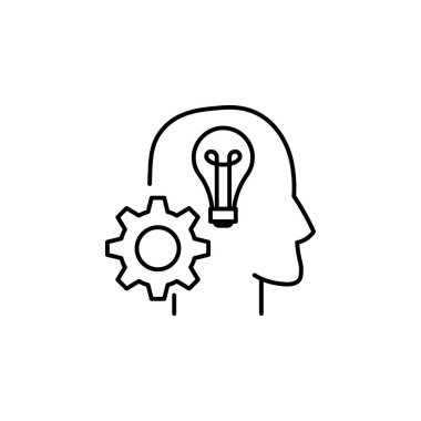 Fikir simgesi vektörü. Lamba illüstrasyon işareti koleksiyonu, icat sembolü, çözüm logosu, yenilik işareti olan baş