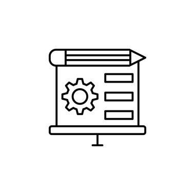 Projektör Kalem Çarkı Simge Vektörü. Mühendislik Geliştirme Tasarım Çizimi. Eğitim Hizmetleri Metodolojisi Çevik Gelişim Aletleri Logosu. Öğrenme Süreci Endüstriyel Sembol