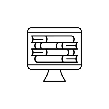 E-öğrenme çizgisi simgesi. İnternet sitesi tasarımı ve mobil uygulamalar için çevrimiçi eğitim ana hatları logosu. Vektör illüstrasyonu.