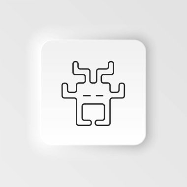 Uzaylılar, atari salonu, retro neumorfik stil vektör ikonu. Neumorphism tarzı. Uzaylılar atari salonu retro neumorfik stil vektör ikonu. Beyaz arkaplanda neumorfizm biçimi.