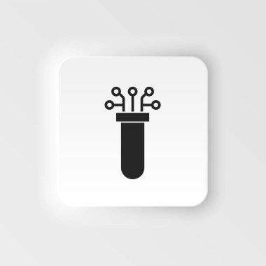 Biyoloji, zekice. Biyomühendislik neumorfik stil vektör simgesi. Sağlık ve araştırmalar için biyoteknoloji. Moleküler biyoloji, biyomedikal ve moleküler mühendislik Nörofizm, neumorfik biçim simgesi