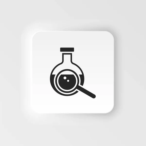 Flask Magnifier Bioengineering Neumorphic Style Vector Icon Biotechnology Health Researching — Stock vektor