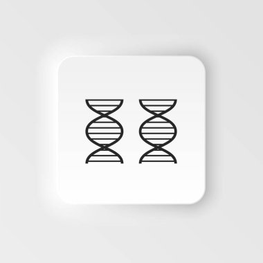 Genom, DNA. Biyomühendislik neumorfik stil vektör simgesi. Sağlık ve araştırmalar için biyoteknoloji. Moleküler biyoloji, biyomedikal ve moleküler mühendislik Nörofizm, neumorfik biçim simgesi
