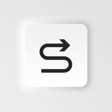 Ok neumorfik biçim vektör simgesi. Beyaz arkaplanda ok simgesinin vektör illüstrasyonu. Nöroorfizm, neumorfik biçim simgesi