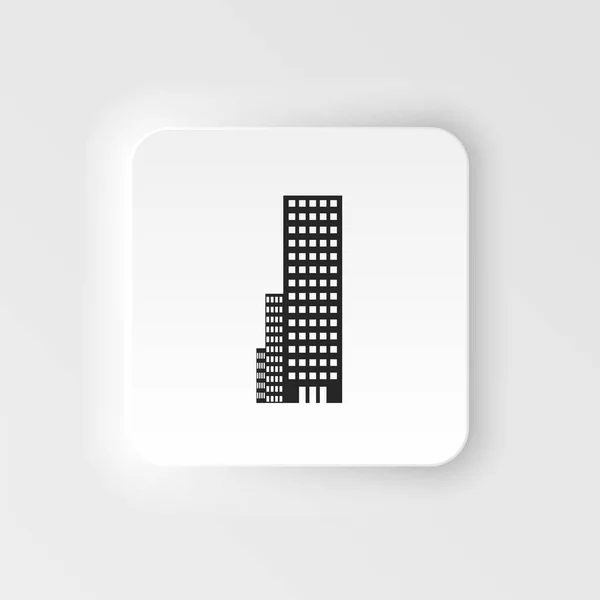 Edificio Icono Estilo Neumorfo Vector Ilustración Del Edificio Negro Icono — Vector de stock