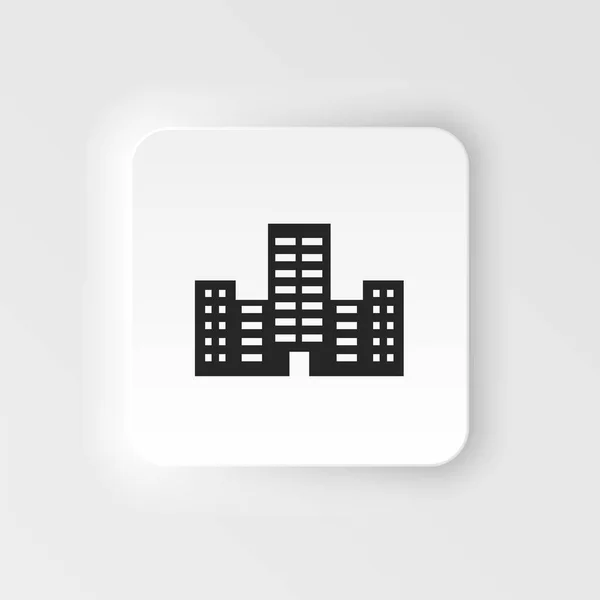 Building Vector Neumorphic Style Icon Building Illustration Black White Vector — Stock Vector