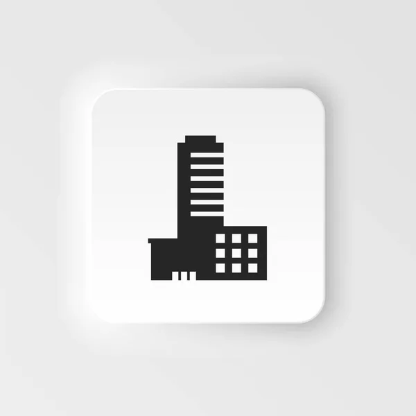 Building Hotel Neumorphic Style Icon Vector Graphic Download Template Modern — Vetor de Stock
