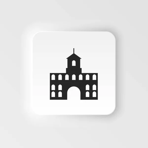 Building Vector Neumorphic Style Icon Building Illustration Black White Vector — Vetor de Stock