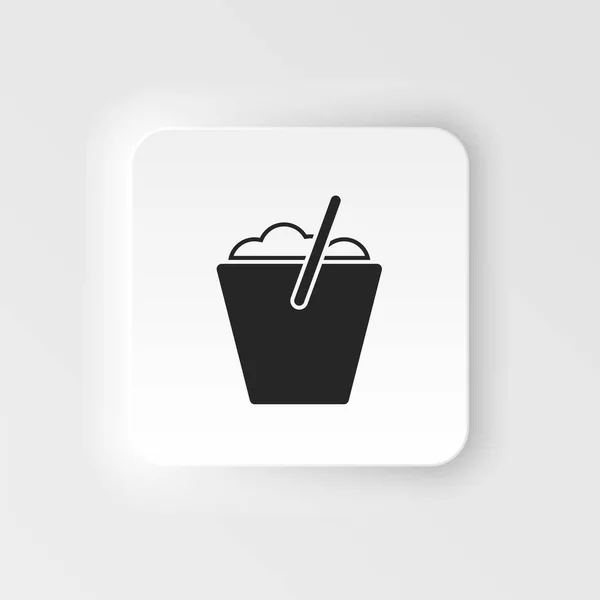 Bucket Cleaning Neumorphic Style Neumorphic Style Vector Icon Icon Illustration — Stok Vektör