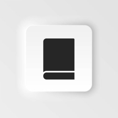 Kitap ikonu - Vektör. UI konseptinden basit bir örnek. Kitap simgesi neumorfik biçim vektör simgesi .