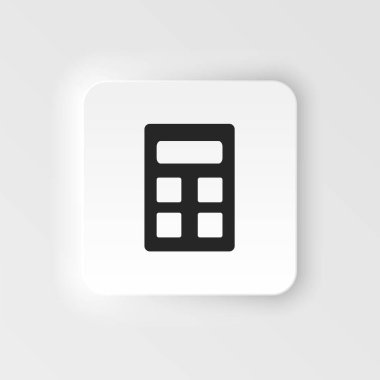 Hesap makinesi simgesi - Vektör. UI konseptinden basit bir örnek. Hesaplayıcı simgesi neumorfik biçim vektör simgesi .