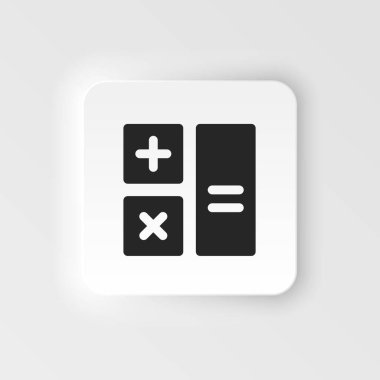 Hesap makinesi simgesi - Vektör. UI konseptinden basit bir örnek. Hesaplayıcı simgesi neumorfik biçim vektör simgesi .