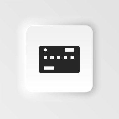 Kart, kredi kartı, para neumorfik stil vektör ikonu. UI konseptinden basit bir örnek. Kart, kredi kartı, para neumorfik stil vektör ikonu. Finans kavramı vektör illüstrasyonu. .