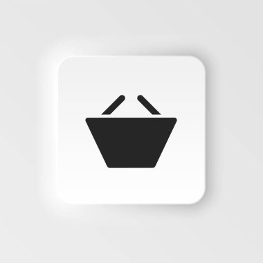 Sepet, ecommerce, dükkan neumorfik stil vektör ikonu. UI konseptinden basit bir örnek. Sepet, ecommerce, dükkan neumorfik stil vektör ikonu. Finans kavramı vektör illüstrasyonu. .