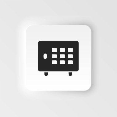 Mevduat, para, kasa neumorfik stil vektör ikonu. UI konseptinden basit bir örnek. Mevduat, para, kasa neumorfik stil vektör ikonu. Finans kavramı vektör illüstrasyonu. .