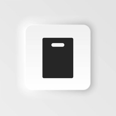 Torba, alışveriş neumorfik stil vektör simgesi. UI konseptinden basit bir örnek. Torba, alışveriş neumorfik stil vektör simgesi. Finans kavramı vektör illüstrasyonu. .