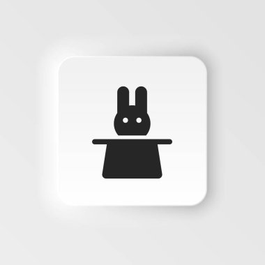 Şapka, tavşan neumorfik stil vektör ikonu. UI konseptinden basit bir örnek. Şapka, tavşan neumorfik stil vektör ikonu. Finans kavramı vektör illüstrasyonu. .