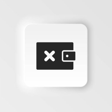 Silme, para, cüzdan neumorfik biçim vektör simgesi. UI konseptinden basit bir örnek. Silme, para, cüzdan neumorfik biçim vektör simgesi. Finans kavramı vektör illüstrasyonu. .