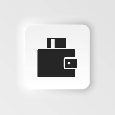 Kart, para, cüzdan neumorfik stil vektör simgesi. UI konseptinden basit bir örnek. Kart, para, cüzdan neumorfik stil vektör simgesi. Finans kavramı vektör illüstrasyonu. .