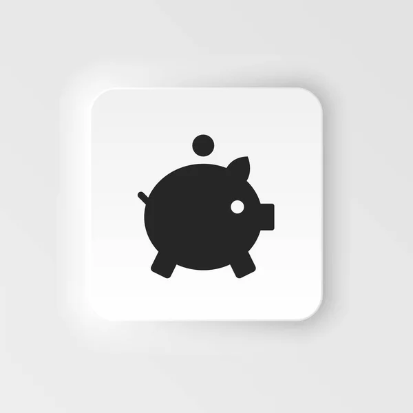 Cash Money Piggy Bank Neumorphic Style Vector Icon Simple Element — стоковый вектор