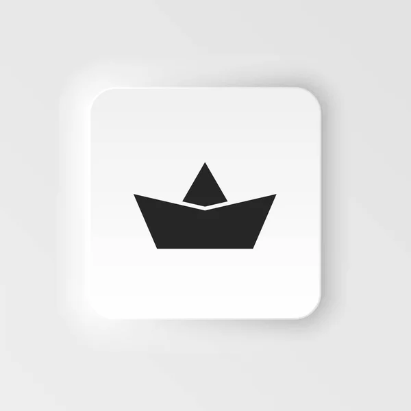 Boat Paper Neumorphic Style Vector Icon Simple Element Illustration Concept — Vettoriale Stock